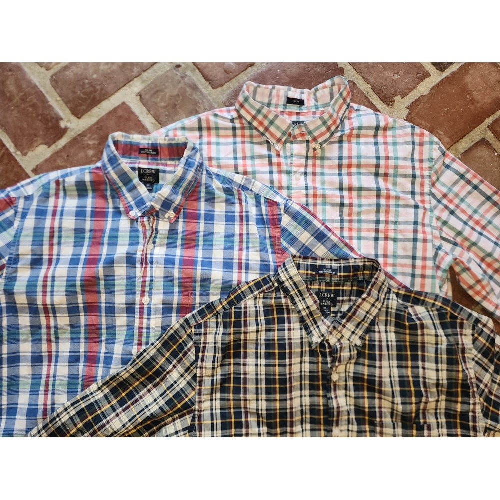 Bundle of 3-J Crew Flex Wash Dress Shirt Slim Performance Long Sleeve Mens Sz XL
